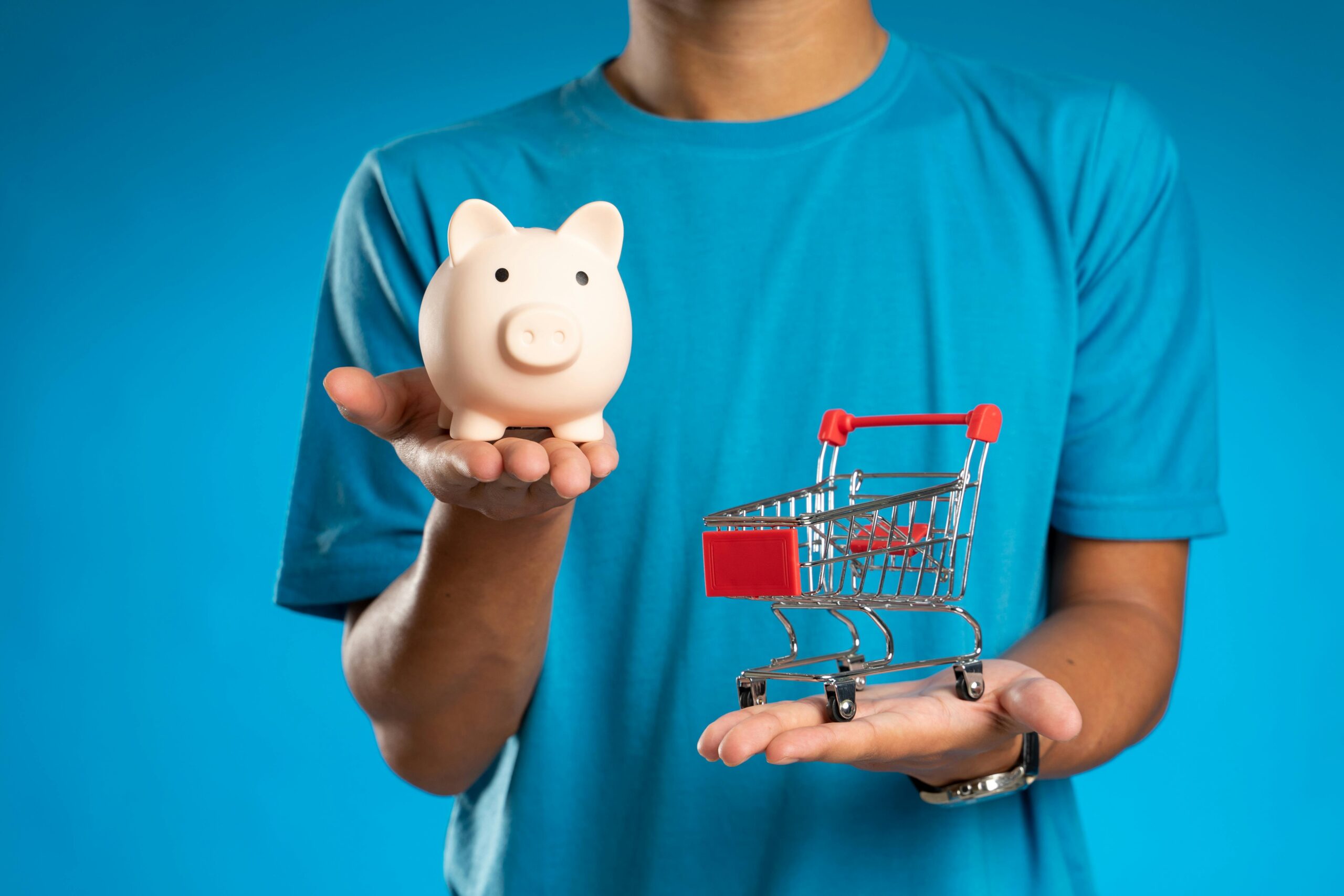 Illustration showing budget-saving techniques while shopping