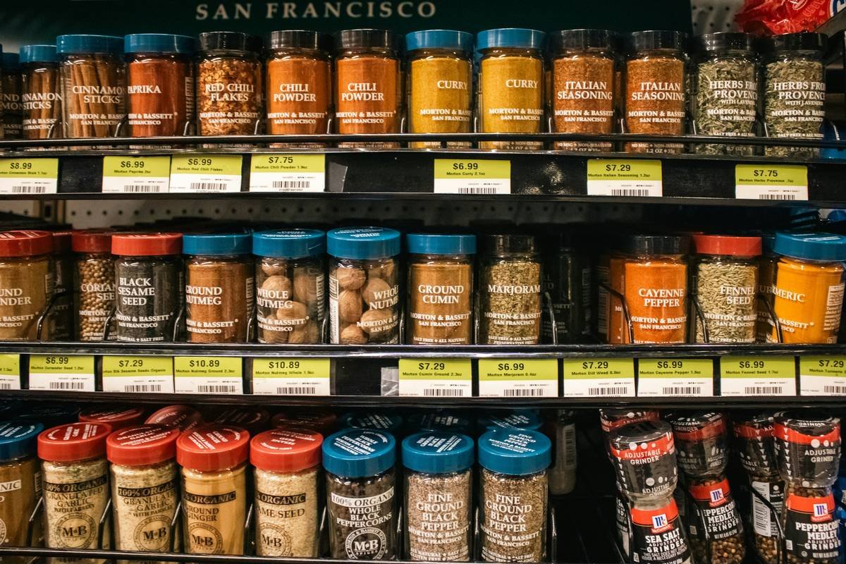 Infographic showing 8 core smart pantry stock tops items available at TOPS Friendly Markets with price comparisons vs national brands