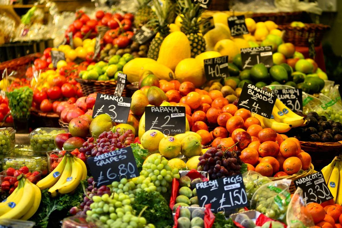 Colorful array of marked-down produce at weekly steals friendly markets